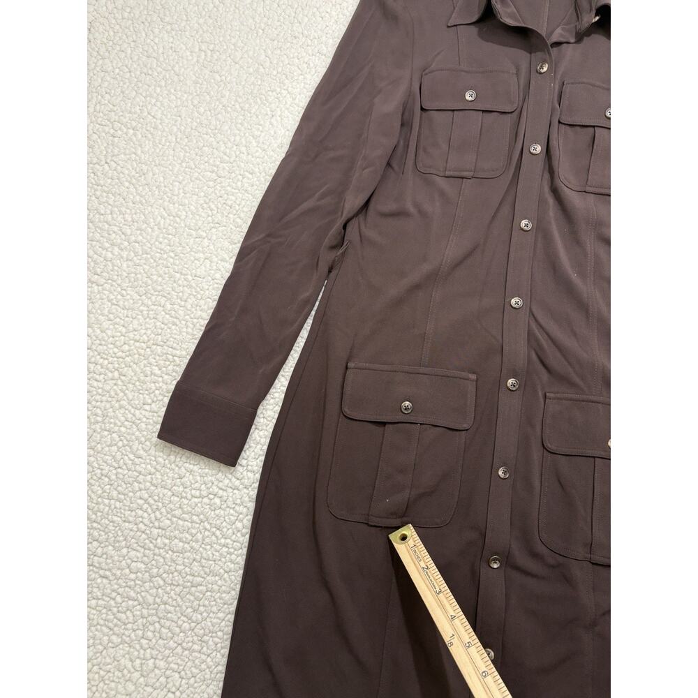 Lauren Ralph Lauren Shirt Dress Women's S Chocolate Brown Safari Utility Midi - Picture 3 of 9